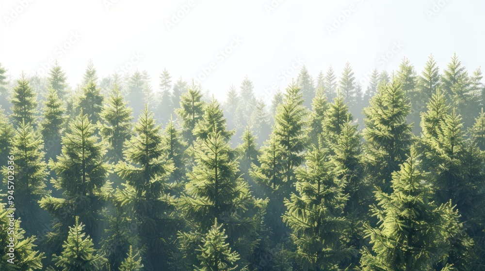 Fototapeta premium Serene evergreen forest landscape wallpaper
