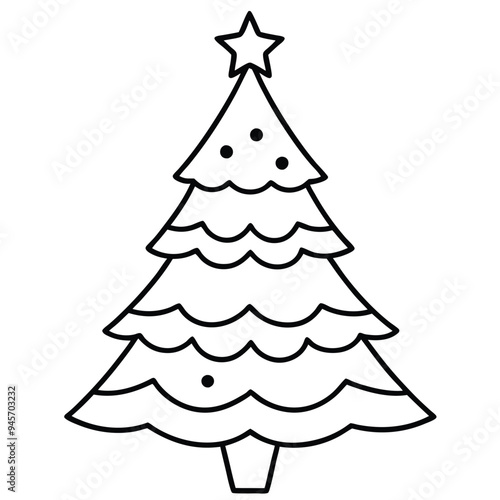 Decorated Christmas Tree Shilhouette Vector png isolated on white background