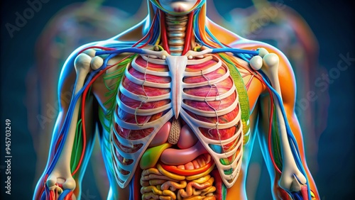 A delicate life-size model of the human body's internal organs, highlighting the affected areas in vibrant shades, raising awareness for a specific rare genetic disorder.