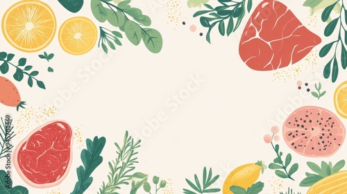 Plant-Based Meat Substitutes and Alternatives Flat Design Illustration with Text Space photo