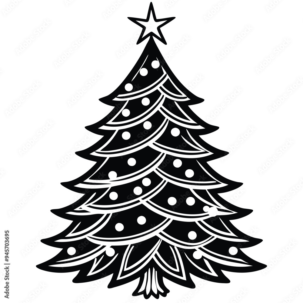 Decorated Christmas Tree Shilhouette Vector png isolated on white background Decorated Christmas Tree Shilhouette Vector png isolated on white background