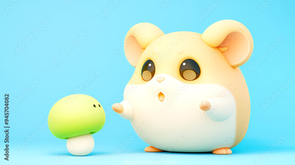 Cute hamster in blue background with speech bubble. 3D illustration. Cute hamster in blue background with speech bubble. 3D illustration.