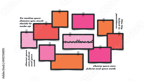 Vector photo collage template moodboard pictures grids vector illustration	