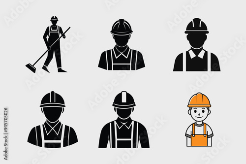 Team of Builders and Contractor Industrial Workers at Job Site Vector Illustration