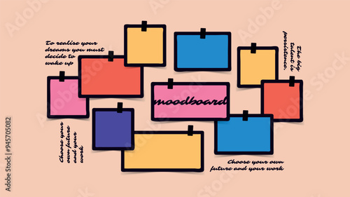 Vector photo collage template moodboard pictures grids vector illustration	