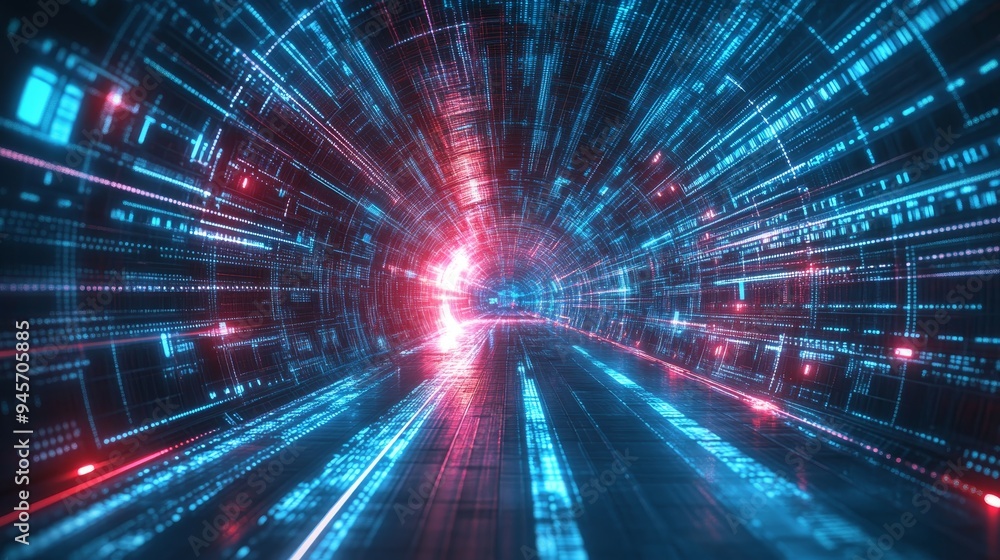 Abstract futuristic technology background with lines for network, big data, data center, server, internet, speed. Abstract neon lights into digital technology tunnel. 3D render. Abstract futuristic technology background with lines for network, big data, data center, server, internet, speed. Abstract neon lights into digital technology tunnel. 3D render.