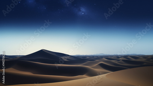 Expansive Desert Landscape Under The Milky Way With Rolling Sand Dunes