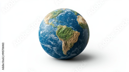 Realistic depiction of Earth showcasing continents and oceans, symbolizing global unity and environmental awareness.