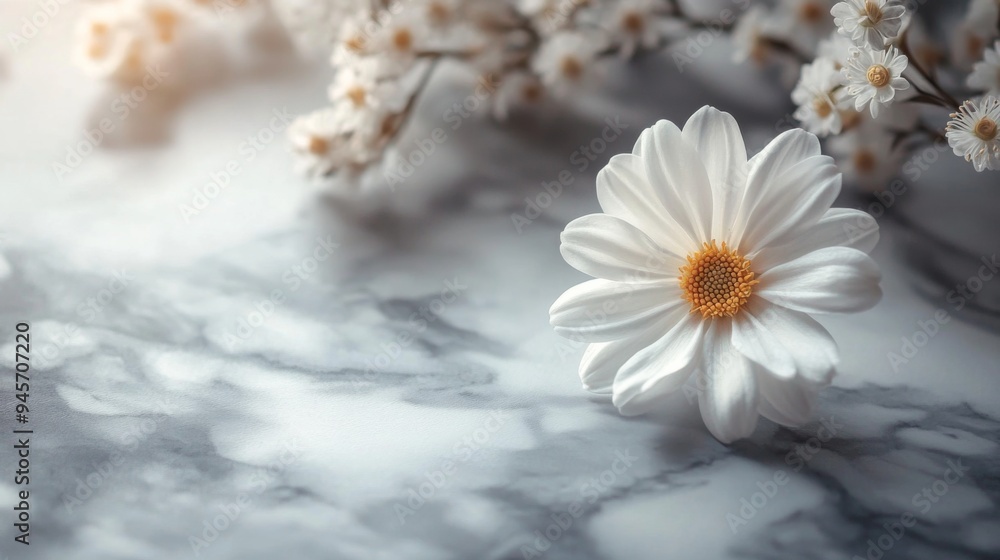 Obraz premium Single Daisy on Marble Background