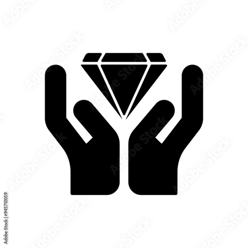 Hand and diamond icon