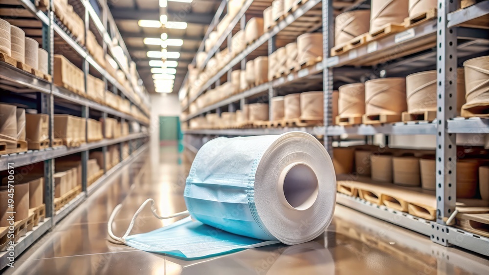 A humorous still life of a toilet paper roll wearing a makeshift mask, surrounded by empty shelves and scattered packaging, amidst pandemic panic buying chaos. A humorous still life of a toilet paper roll wearing a makeshift mask, surrounded by empty shelves and scattered packaging, amidst pandemic panic buying chaos.