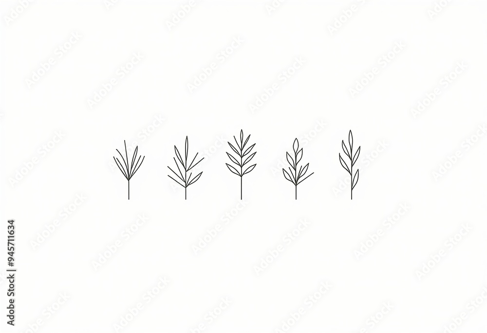 Obraz premium Abstract leaf illustration: Continuous line art vector for wall art, prints, and digital design projects.