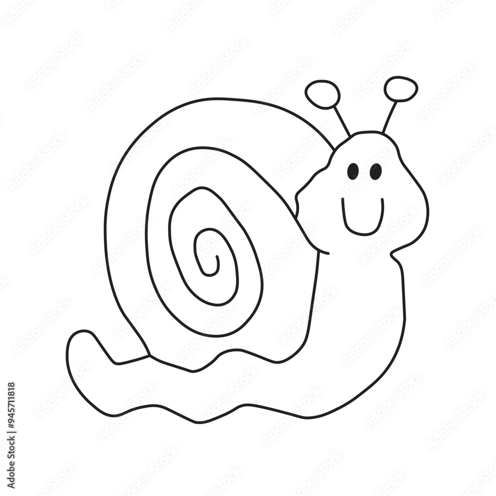 Naklejka premium funny snail cartoon. snail page. snail cartoon book. Outline Drawings Of Animals.