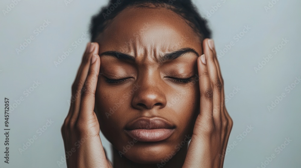 This young individual with closed eyes shows signs of stress and anxiety, resting hands on their head in a tranquil indoor environment. Generative AI This young individual with closed eyes shows signs of stress and anxiety, resting hands on their head in a tranquil indoor environment. Generative AI