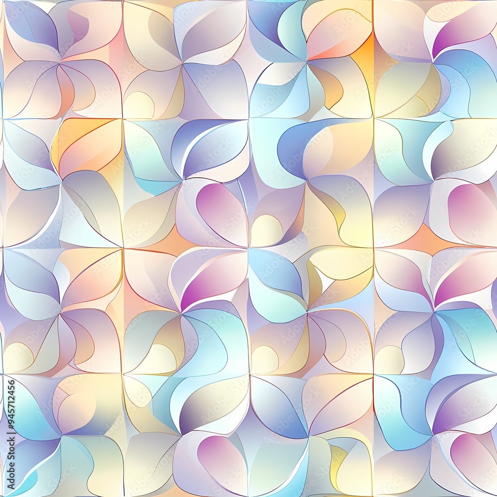 Fototapeta premium Colorful abstract pattern with soft curves and gradients in pastel shades.