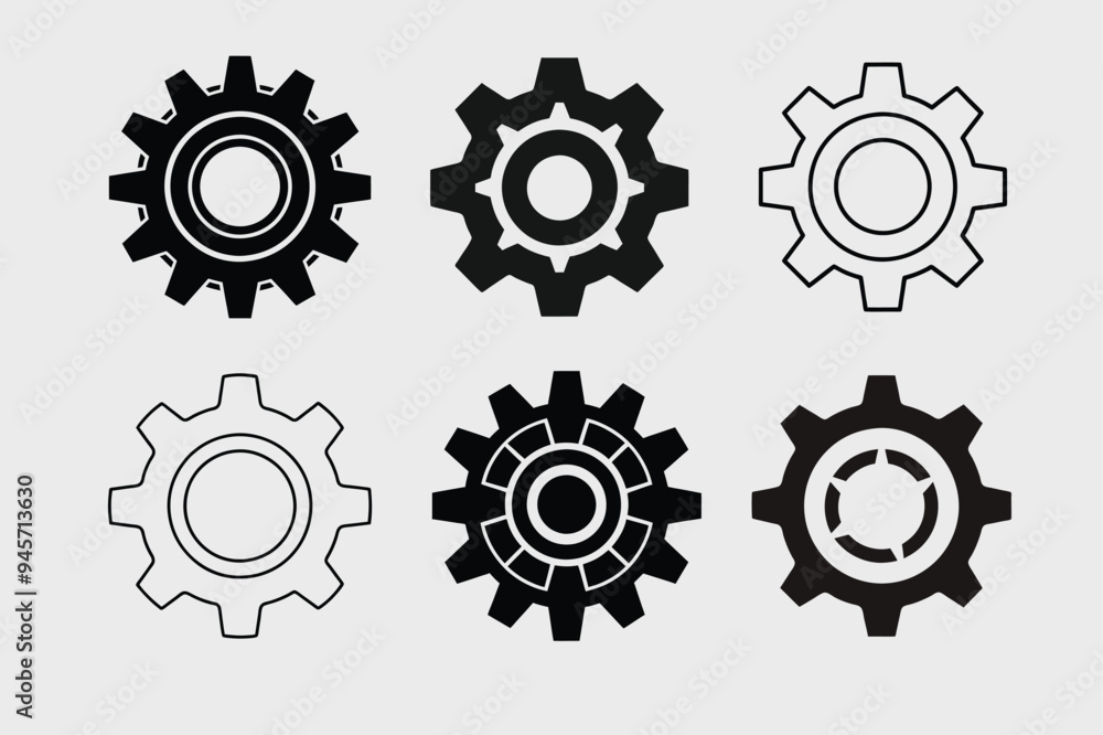 Gear Icon Silhouette Vector Illustration Gear Icon Silhouette Vector Illustration