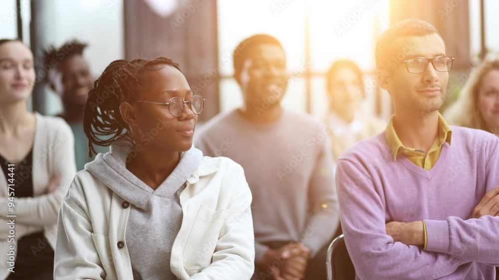 Diverse business team communicate during a meeting Diverse business team communicate during a meeting