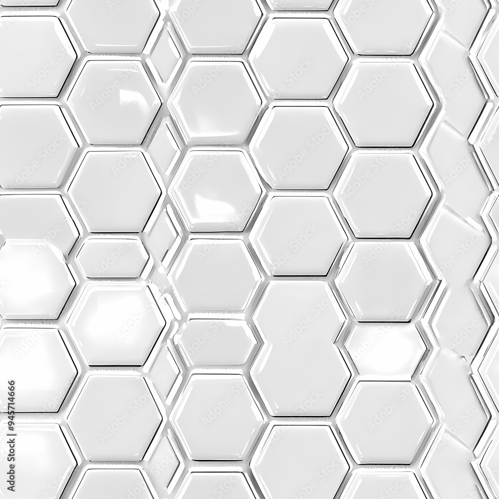 Elegant white hexagon tiles creating a modern geometric pattern. Elegant white hexagon tiles creating a modern geometric pattern.