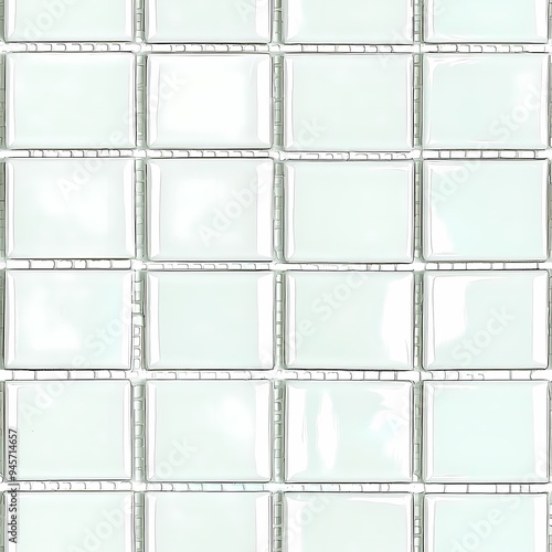 Close-up of glossy white mosaic tiles in a neat grid pattern.