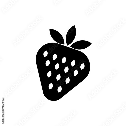 Strawberry black vector icon