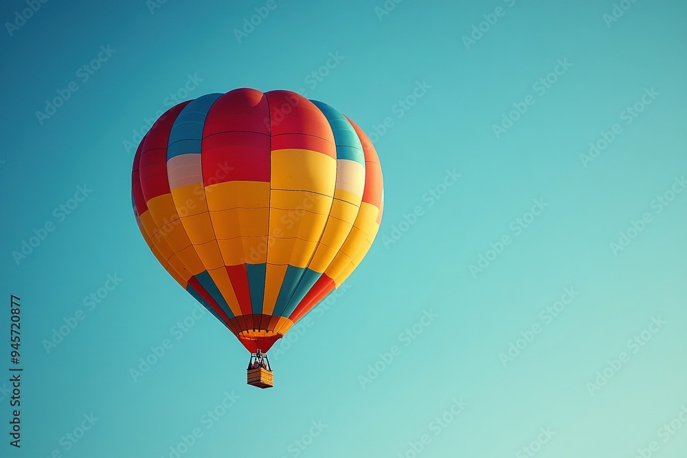 Obraz premium A colorful hot air balloon floating against a clear blue sky