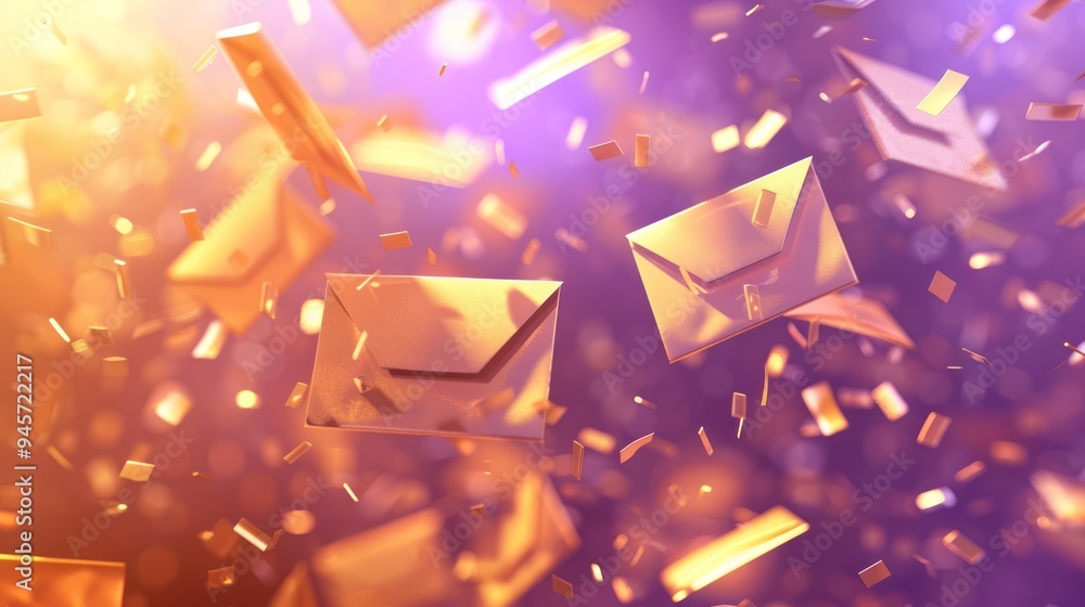 Golden Envelopes Falling in the Air Golden Envelopes Falling in the Air