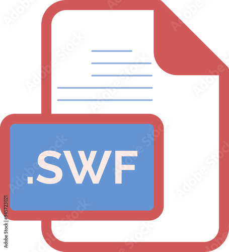 SWF File extension icon color fill rounded corners inside transparent