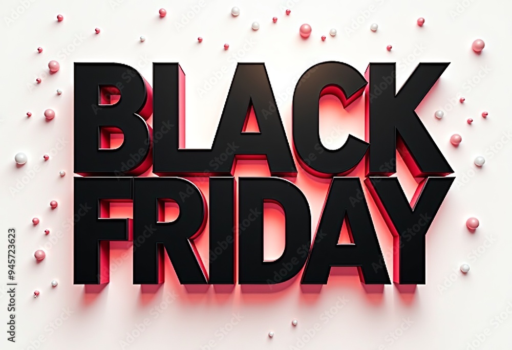 Fototapeta premium 3D Black Friday Text Effect, Gold Foil, Metallic, Discount Sale, Cyber Monday, Holiday Shopping, Promotional Graphic, Digital Art