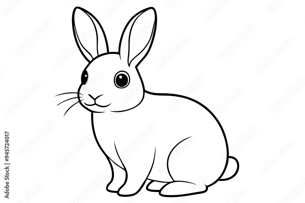 a black silhouette single line rabbit with white background a black silhouette single line rabbit with white background