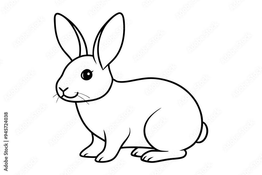 a black silhouette single line rabbit with white background a black silhouette single line rabbit with white background