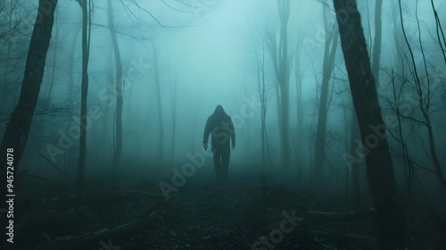 Mysterious Silhouette Emerges from Fog Shrouded Appalachian Forests