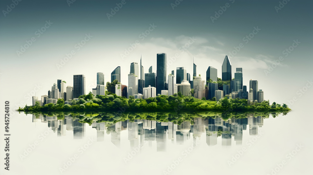 Obraz premium A city skyline transformed into a tapestry of greenery