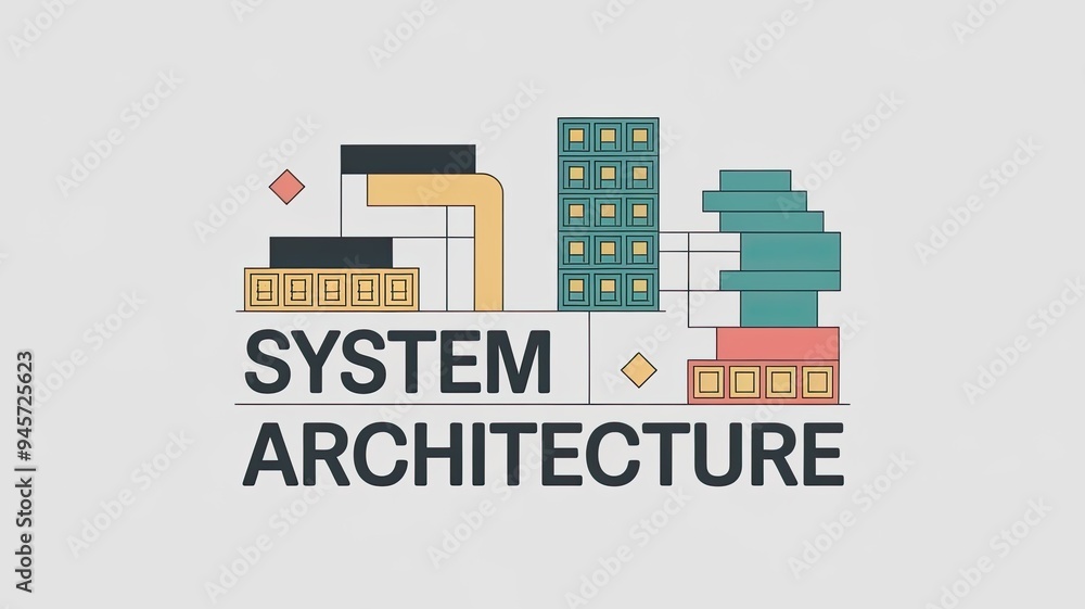 Obraz premium Graphic Illustration of System Architecture Elements