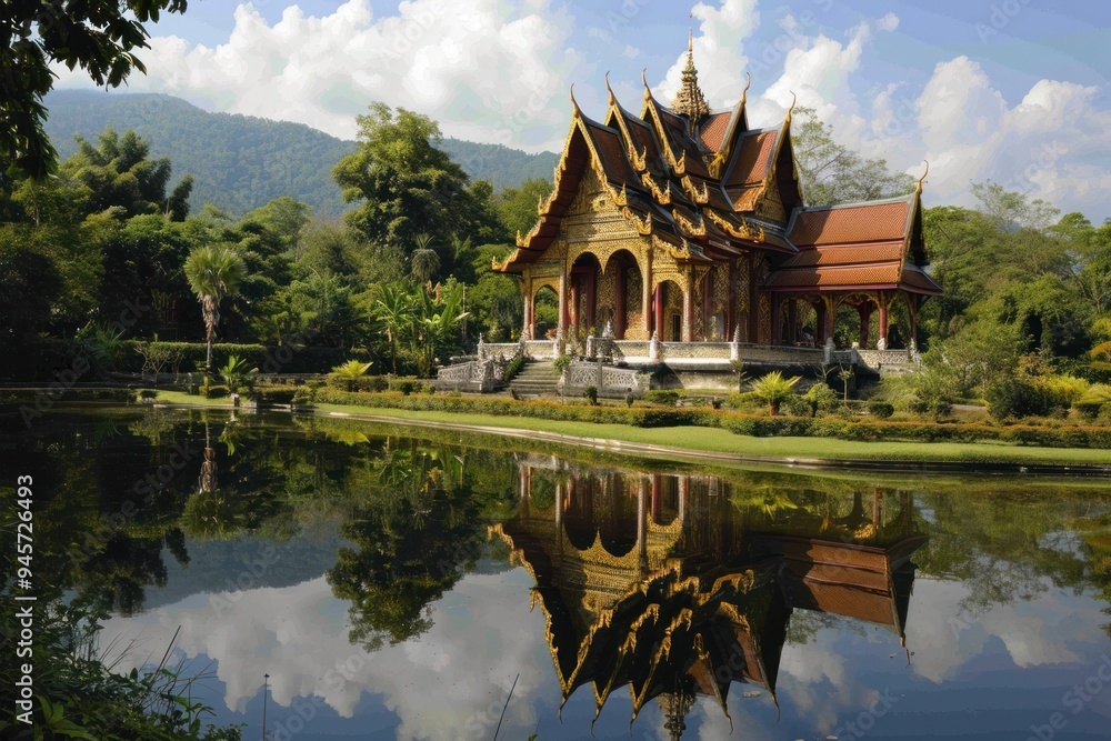 Thai temple landscape architecture building. Thai temple landscape architecture building.