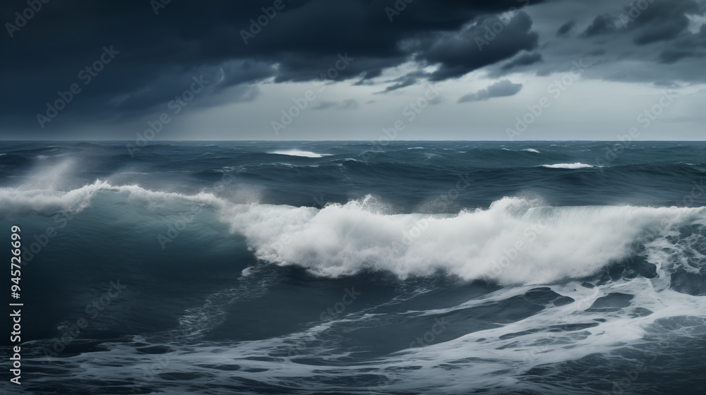Fierce Ocean Waves Under Threatening Clouds Fierce Ocean Waves Under Threatening Clouds