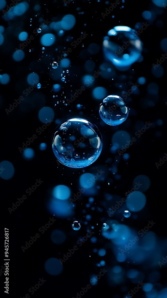 Close-up of water droplets forming bubbles on a black background. Close-up of water droplets forming bubbles on a black background.