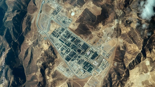 Satellite Imagery of Military Installations in Arid Landscape