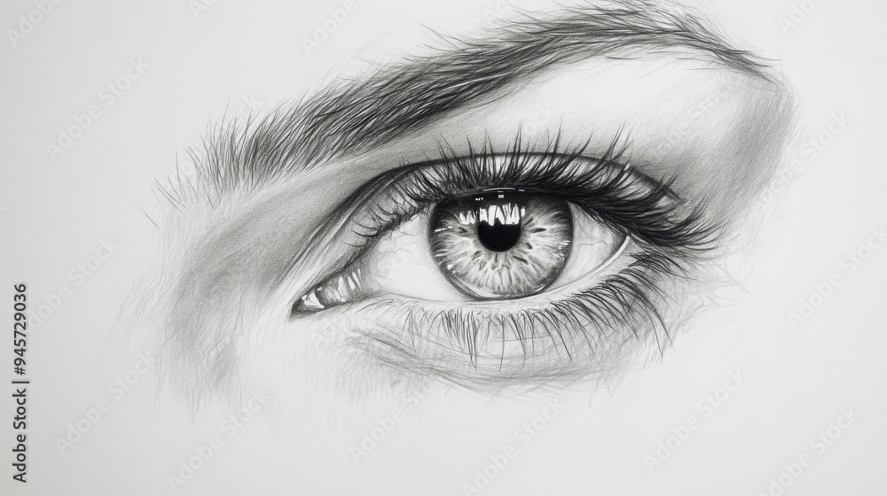 Fototapeta premium A Detailed Pencil Drawing of a Human Eye