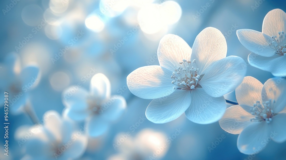 Delicate White Blossoms in a Blue Haze Delicate White Blossoms in a Blue Haze