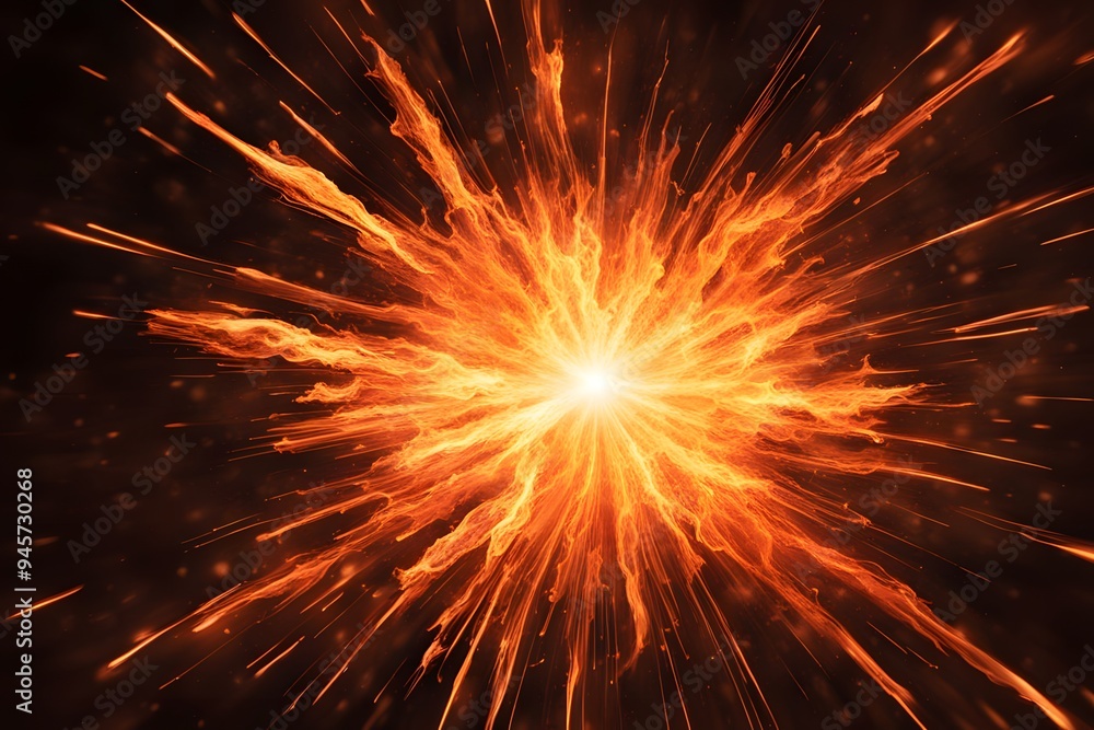 A fiery explosion with flames radiating outward in a burst of intense heat and light, Ai Generated A fiery explosion with flames radiating outward in a burst of intense heat and light, Ai Generated