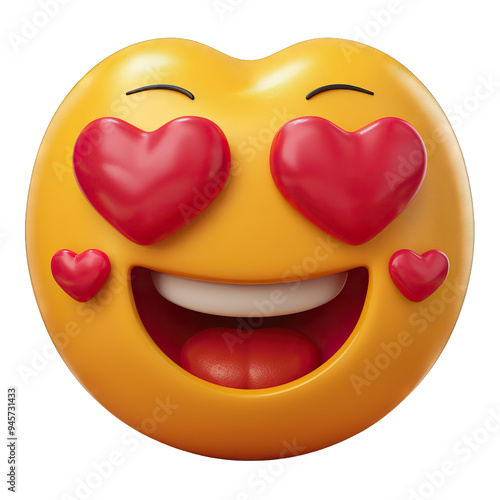 Lovestruck Smiley Glossy 3D Emoji with Heart Eyes