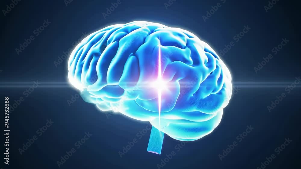 Synaptic Sparks: 3D Futuristic Motion Graphic of Brain's Electric Glow with Point-to-Point Camera Focus Synaptic Sparks: 3D Futuristic Motion Graphic of Brain's Electric Glow with Point-to-Point Camera Focus