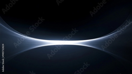 magine A sleek, futuristic abstract design featuring dark space-like elements. The image showcases a gentle curve of a horizon with a glowing, thin light arc at the center photo