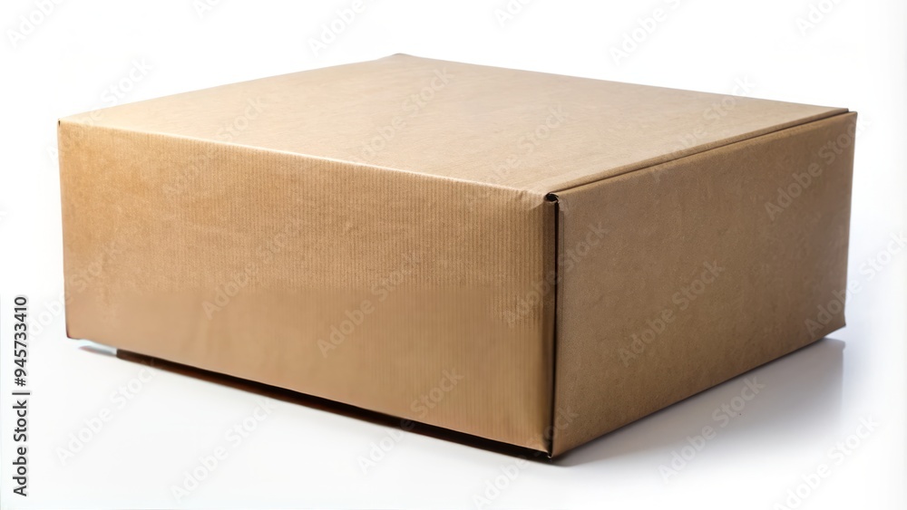 A sturdy brown cardboard box with tightly closed flaps and creased edges, isolated on a white background with a subtle shadow underneath. A sturdy brown cardboard box with tightly closed flaps and creased edges, isolated on a white background with a subtle shadow underneath.