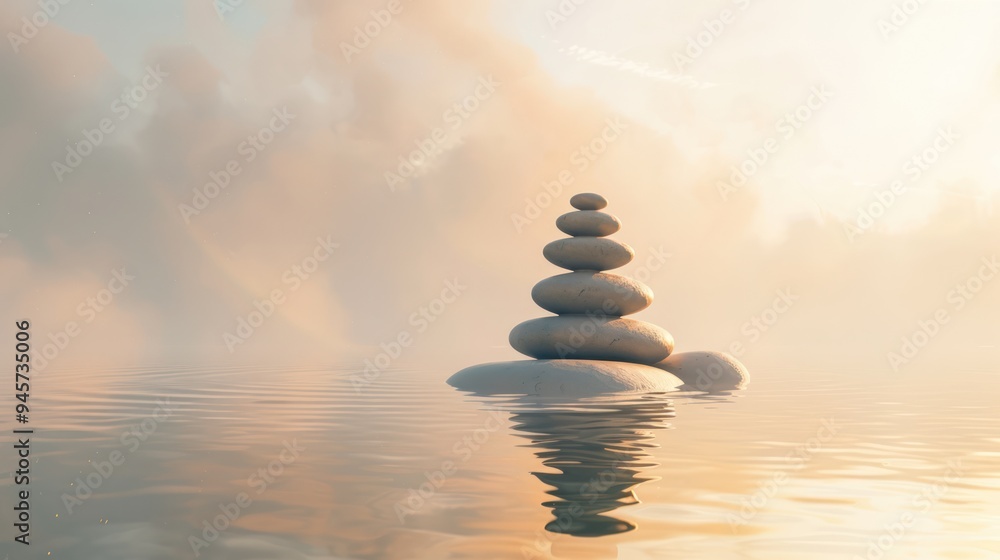 Obraz premium Zen Stones on a Serene Lake