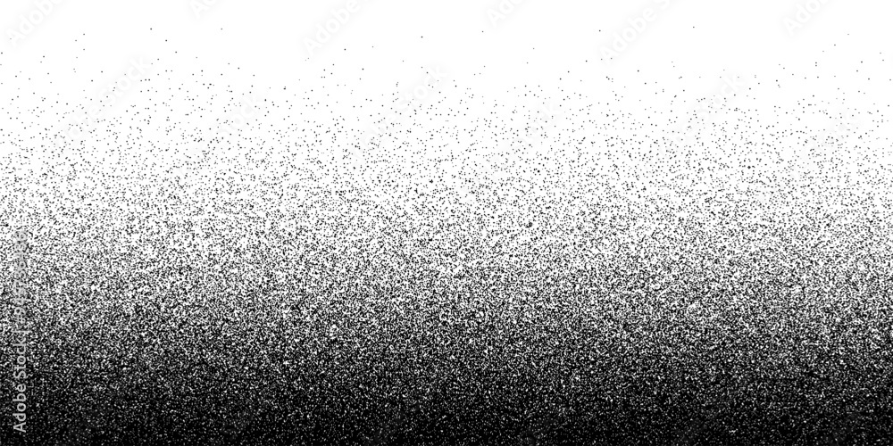 Noise dot grain background with gradient grunge texture, vector halftone fade effect. Abstract grain noise of black irregular dots or grainy monochrome dust sand particles on white background