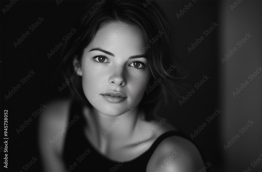 Black and White Close-Up Portrait of a Young Woman with Soft Expression
Black and White Close-Up Portrait of a Young Woman with Soft Expression