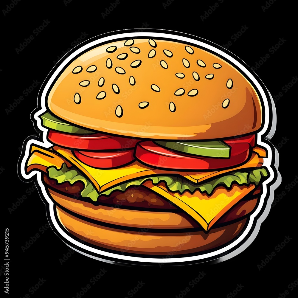 STICKER OF A COLORFUL HAMBURGER STICKER OF A COLORFUL HAMBURGER