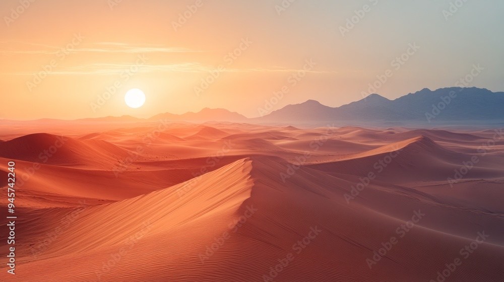 Desert Landscape at Sunset with a Golden Hour Desert Landscape at Sunset with a Golden Hour