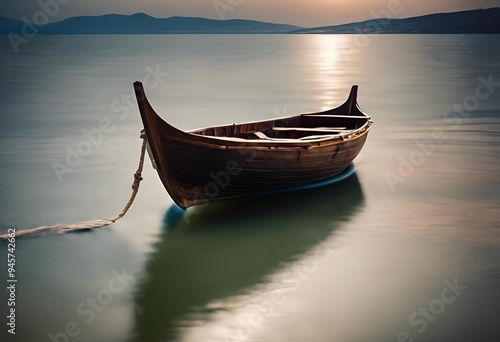 wooden boat from bible era of Jesus Christ on the Sea of Galilee in Israel
